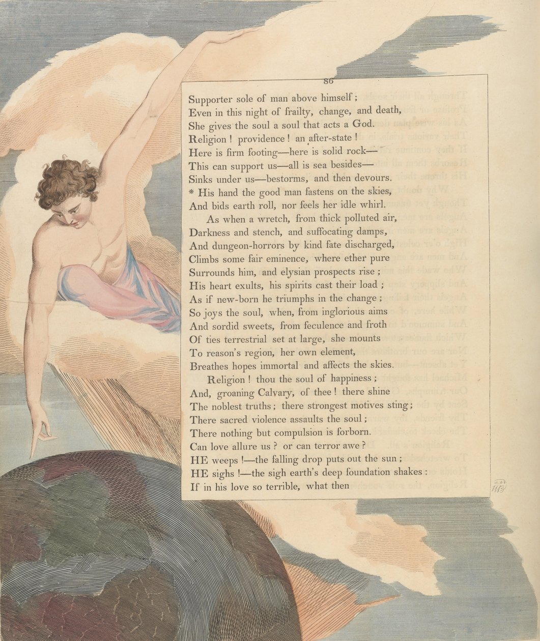 Fiatalok Éjszakai gondolatai, 86. oldal, Kezével a jó ember az égbe szorul alkotó: William Blake