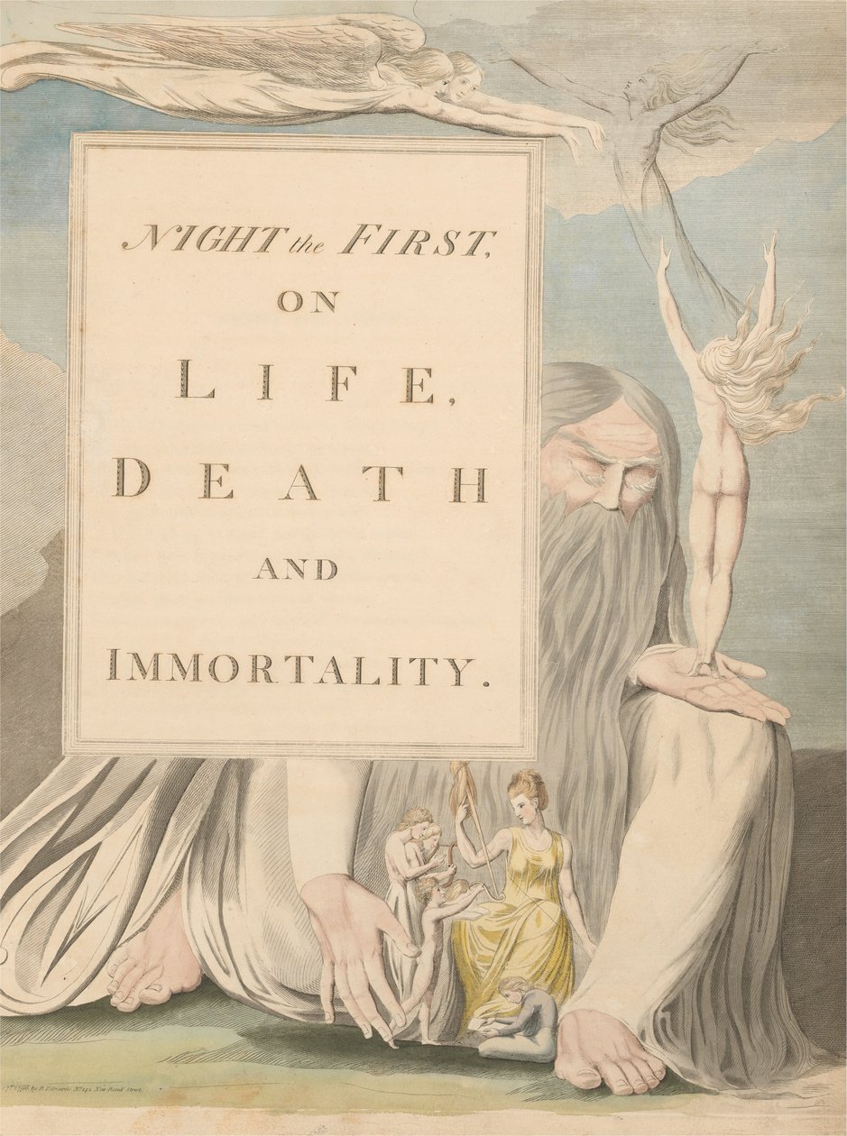 Fiatalok éjszakai gondolatai, Címlap, Éjszaka az első, az életről, a halálról és a halhatatlanságról. alkotó: William Blake