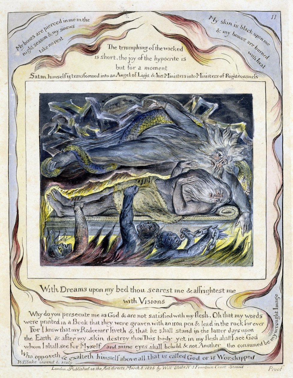 11. tábla Jób könyve, 1825 (metszet, wc és mosás) alkotó: William Blake