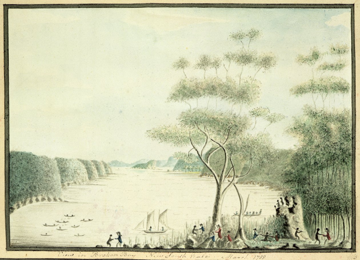 Kilátás Broken Bayben, Új-Dél-Wales, 1788 alkotó: William Bradley