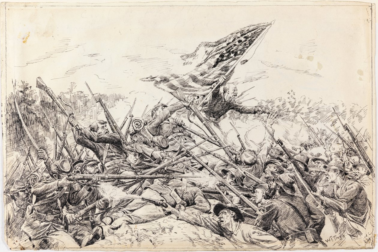 A Hancocks Corps véres szögben támadja a munkákat. alkotó: William Brooke Thomas Trego