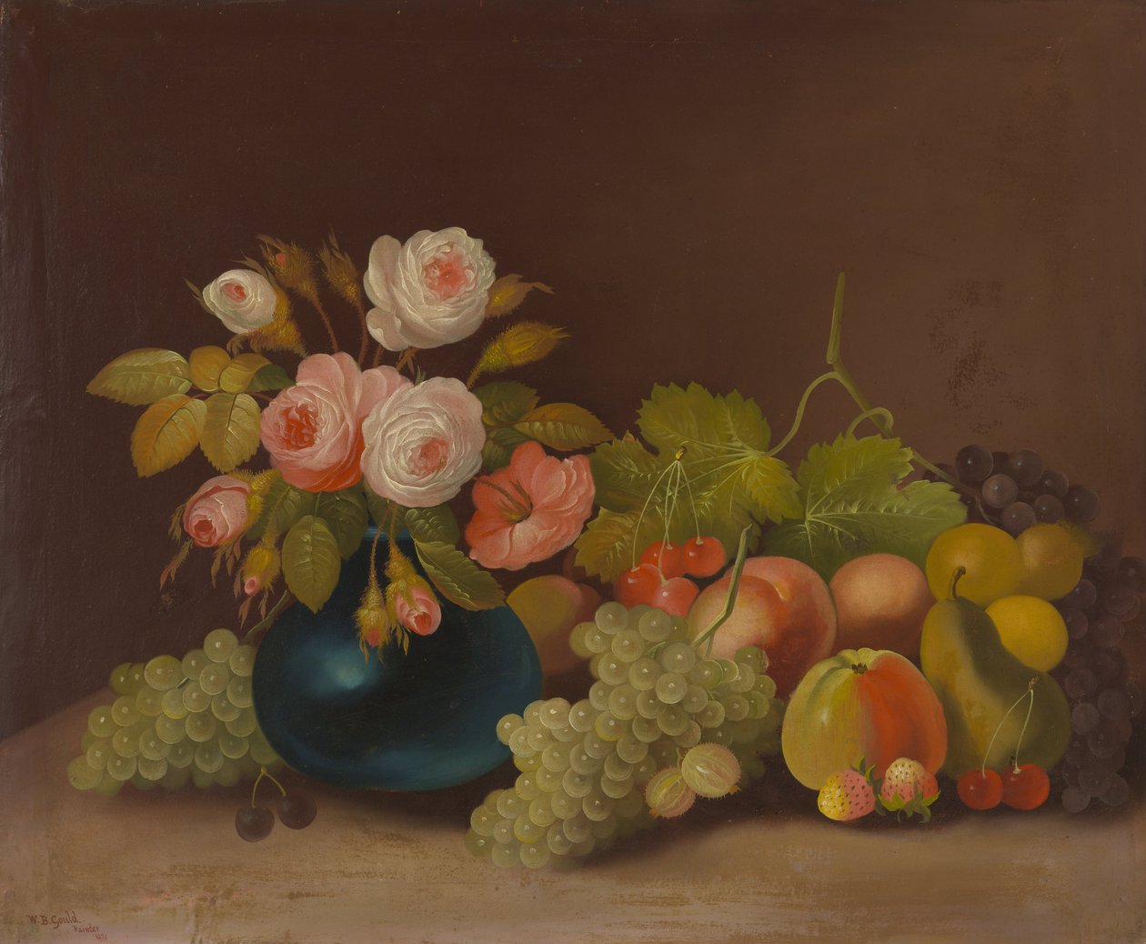 Káposztarózsa és gyümölcs alkotó: William Buelow Gould