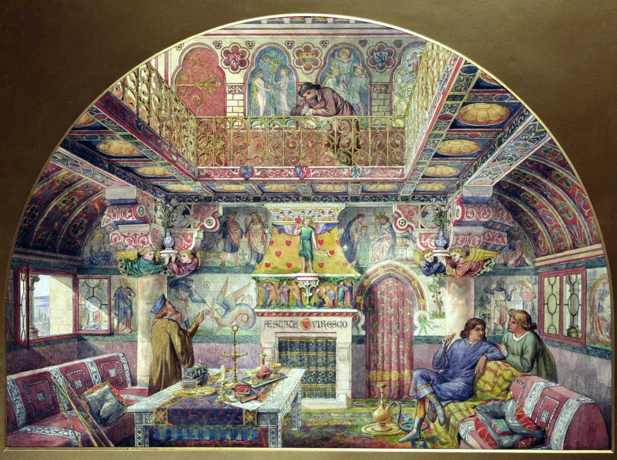 Tervezés a cardiffi kastély nyári dohányzó szobájának díszítésére, 1870 alkotó: William Burges