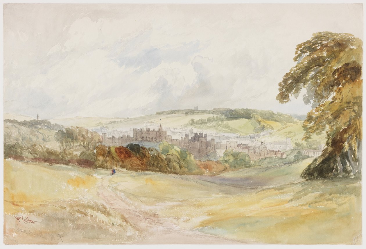 Alnwick Castle (ceruza és akvarell, papír (papíron)) alkotó: William Callow