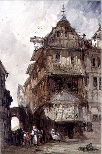 Régi házak, Bernkastel, a Mosel-parton alkotó: William Callow
