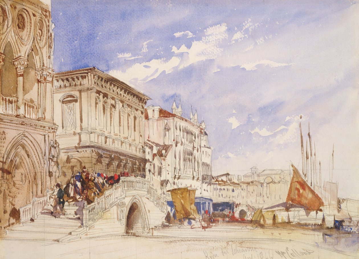 Riva degli Schiavoni, Velence, 1846 alkotó: William Callow