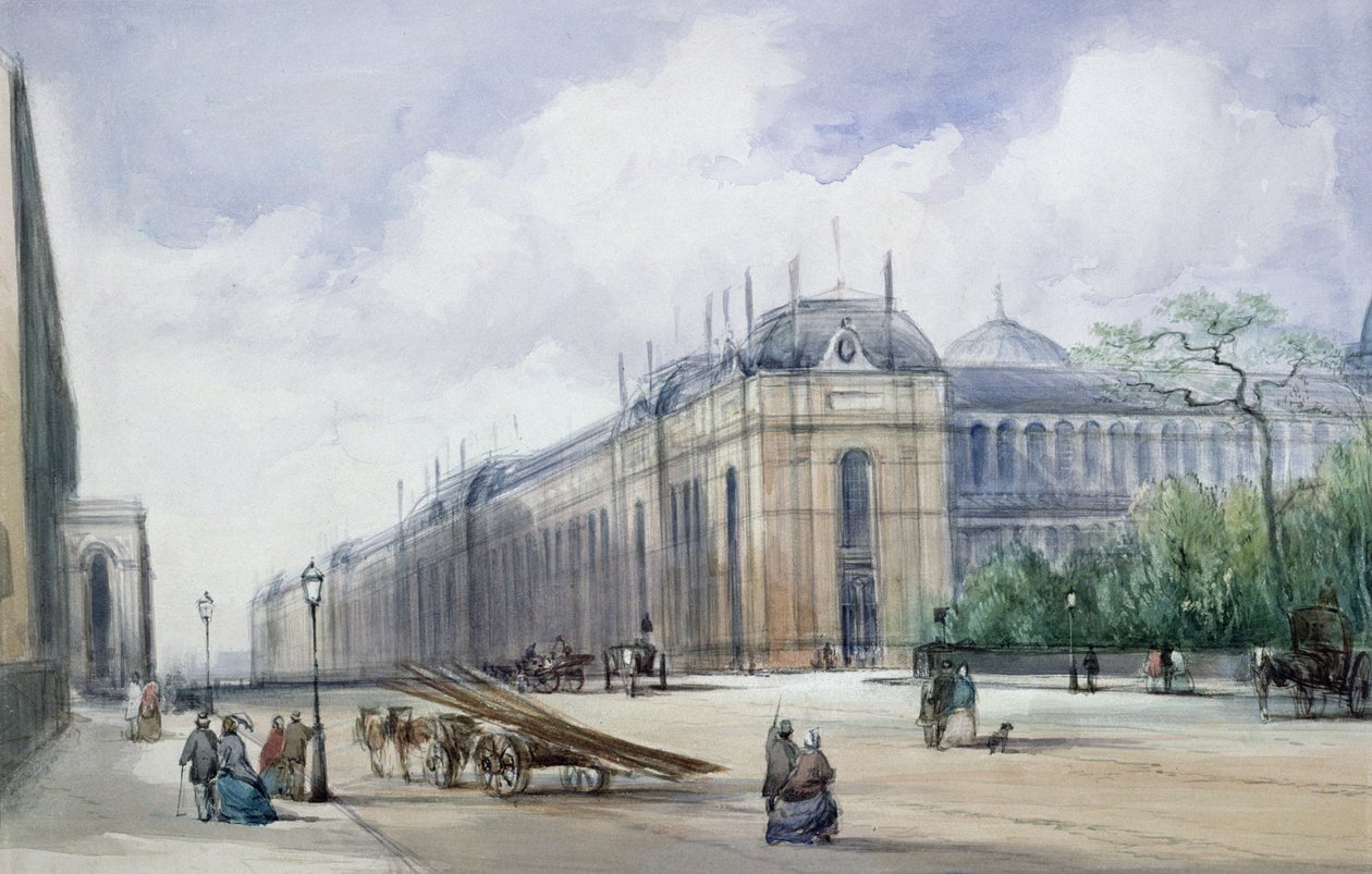 Az 1862-es kiállítási épület délkeleti oldala, a Cromwell Road mentén alkotó: William Callow