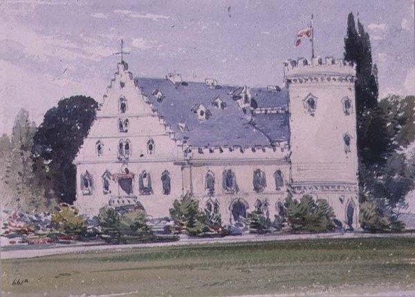 Emléktárgyak Rosenau-ról, Viktória királynő férje, Őfelsége, a hercegi özvegy, a hercegi özvegy szülőhelyéről. alkotó: William Callow