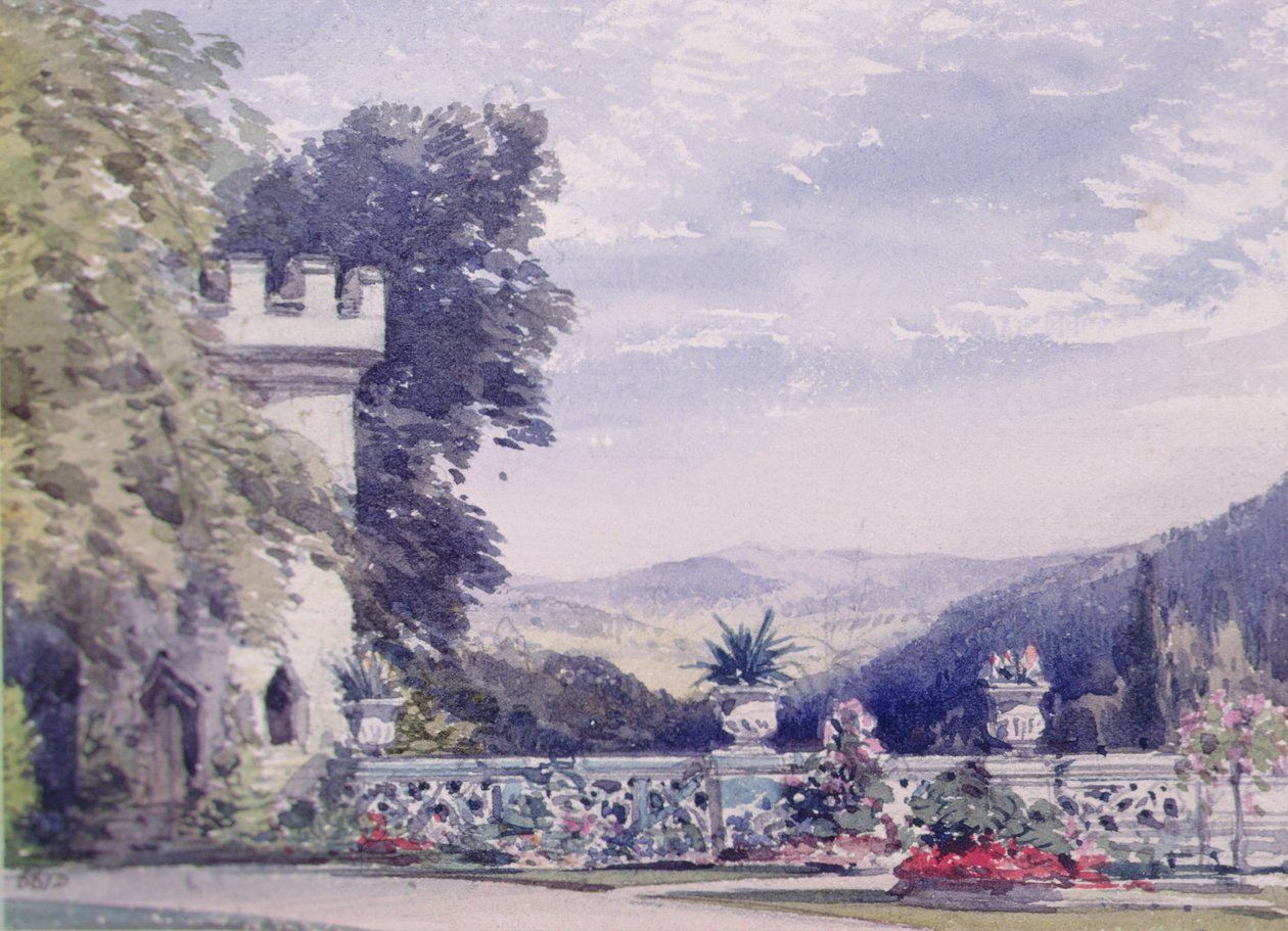 Emléktárgyak Rosenau-ról, Viktória királynő férje, Őfelsége, a hercegi özvegy, a hercegi özvegy szülőhelyéről. alkotó: William Callow