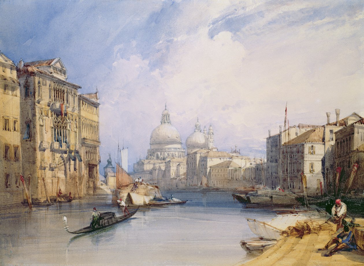 Canal Grande, Velence, 1879 (wc, testszín, toll és tinta papíron) alkotó: William Callow