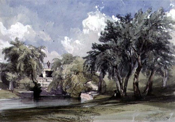 Vízesés a Hyde Parkban (wc papíron) alkotó: William Callow