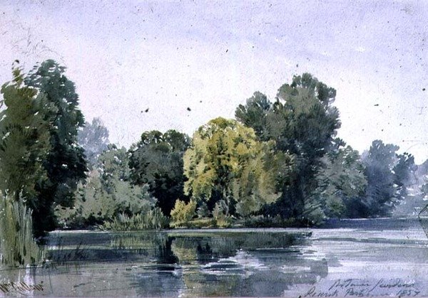 Kilátás a Regents Park Botanikus Kertjébe, a Regents Parkba alkotó: William Callow