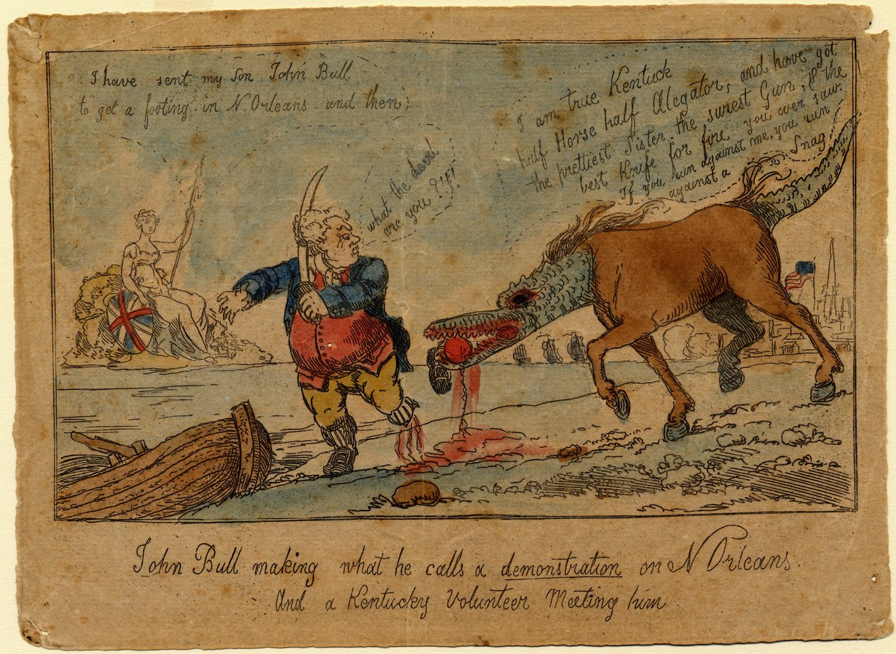 John Bull az általa tüntetésnek nevezett eseményt tart, 1815 körül (kézzel színezett rézkarc) alkotó: William Charles