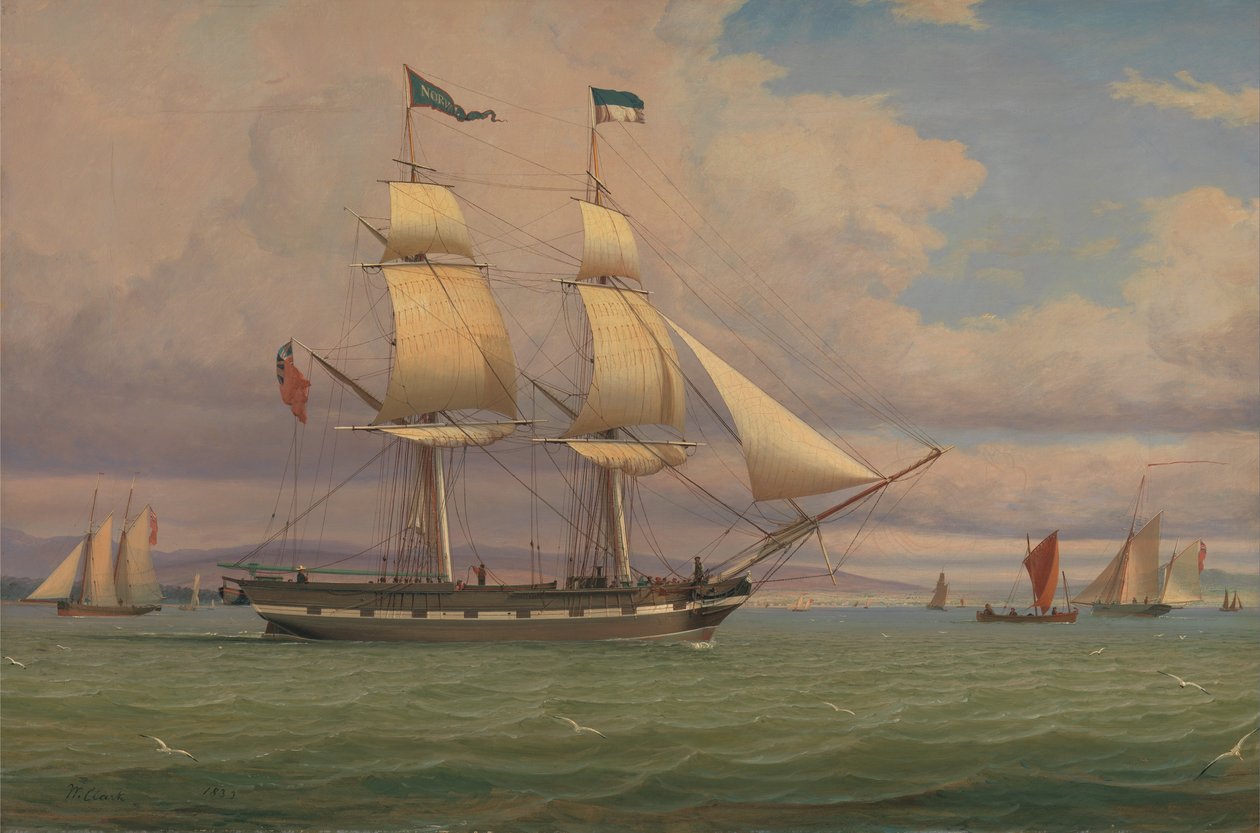 Az angol Brig Norval a szél előtt alkotó: William Clark
