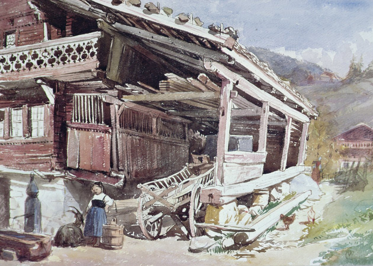 Chalet and Farm in the Bernese Oberland alkotó: William Collingwood