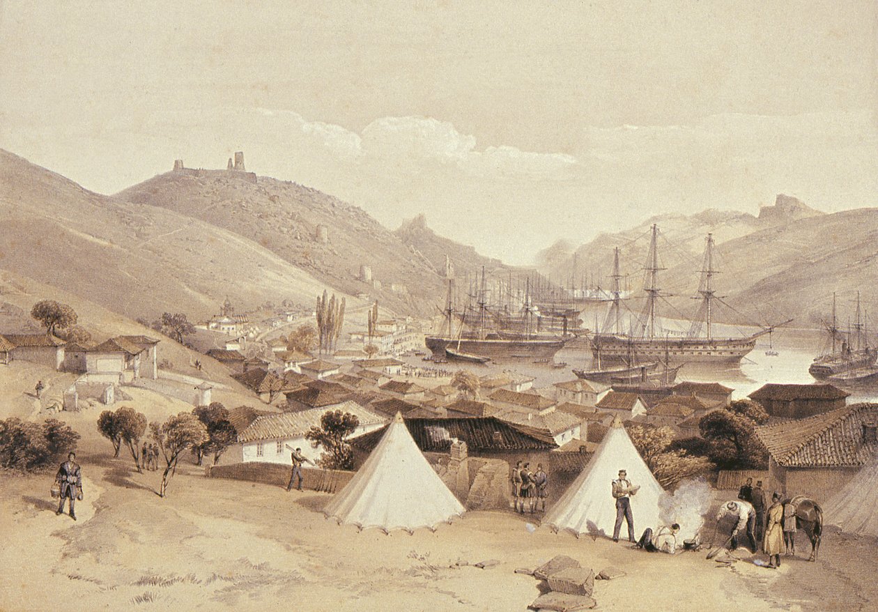 Balaklava a tenger felé néz, 1855 alkotó: William Crimea Simpson