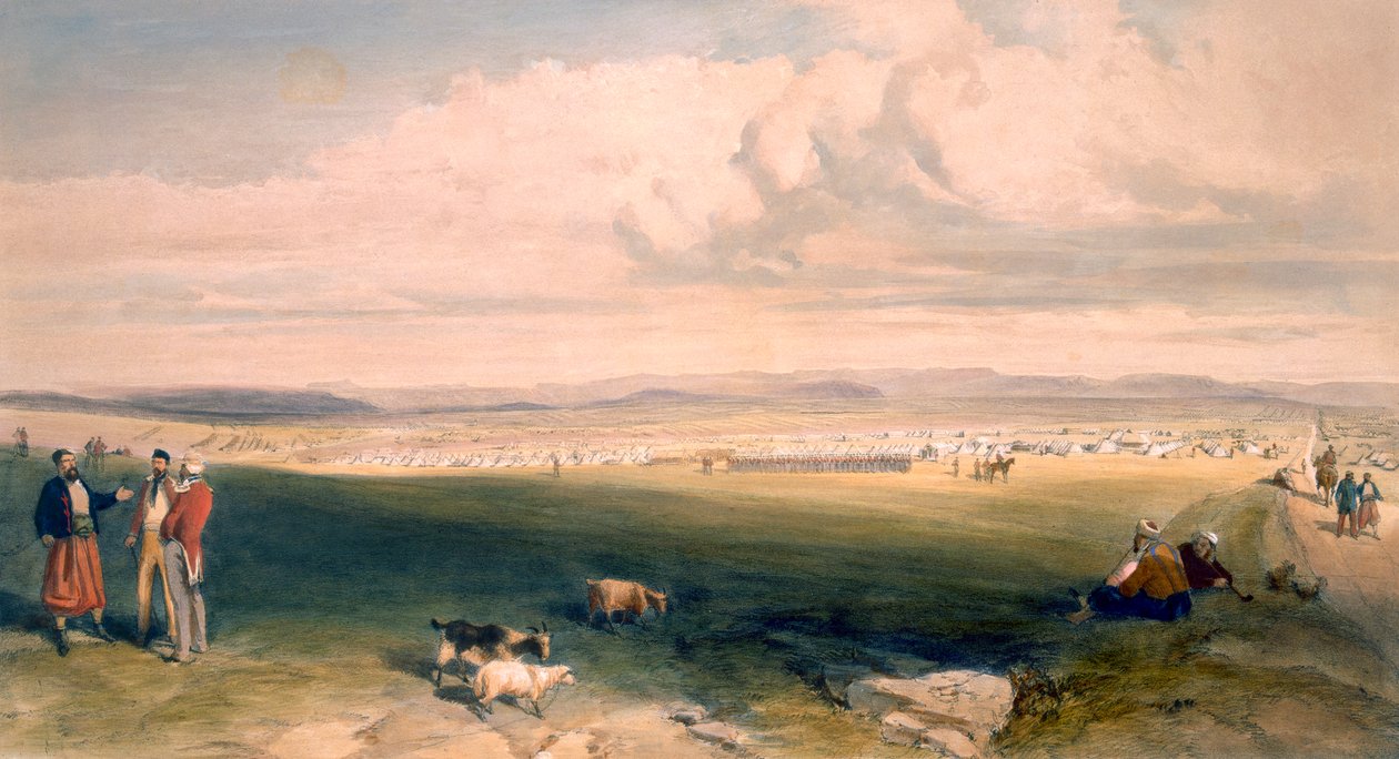 A könnyű hadosztály tábora, a "The Seat of War Keleten" tányérja, kocsma. Paul und Dominic Colnaghi és Társa, 1856 alkotó: William Crimea Simpson