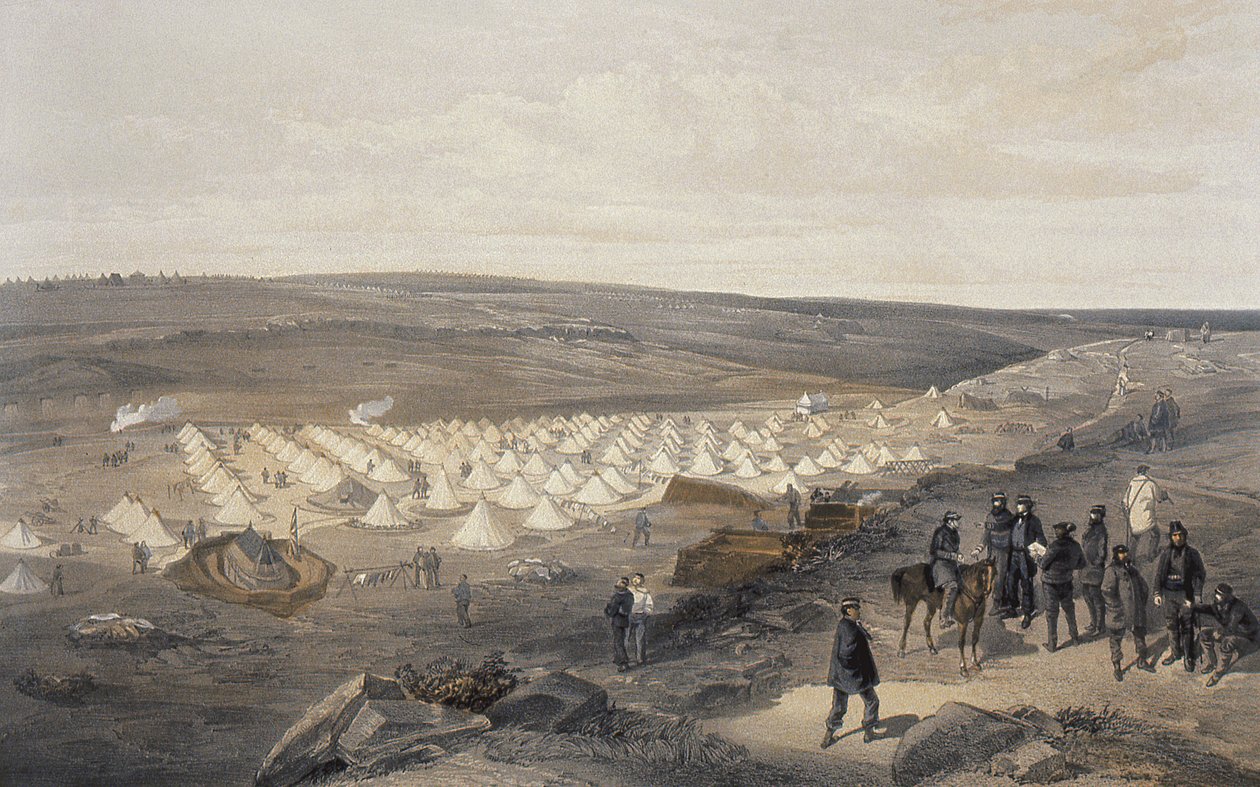 A haditengerészeti brigád tábora Sebastopol előtt, 1855 alkotó: William Crimea Simpson