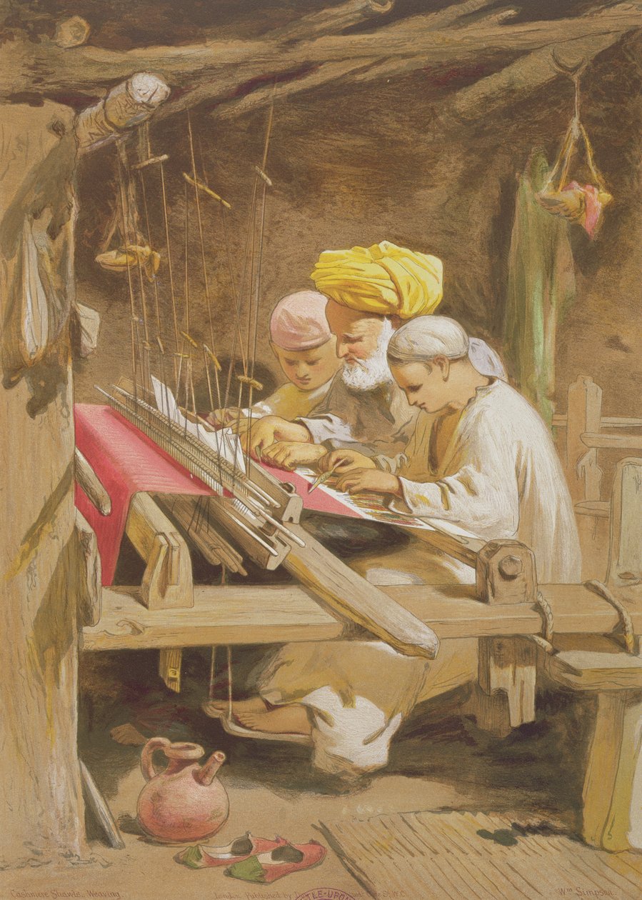 Kasmír kendők: Szövés, 1863 (kromolit) alkotó: William Crimea Simpson
