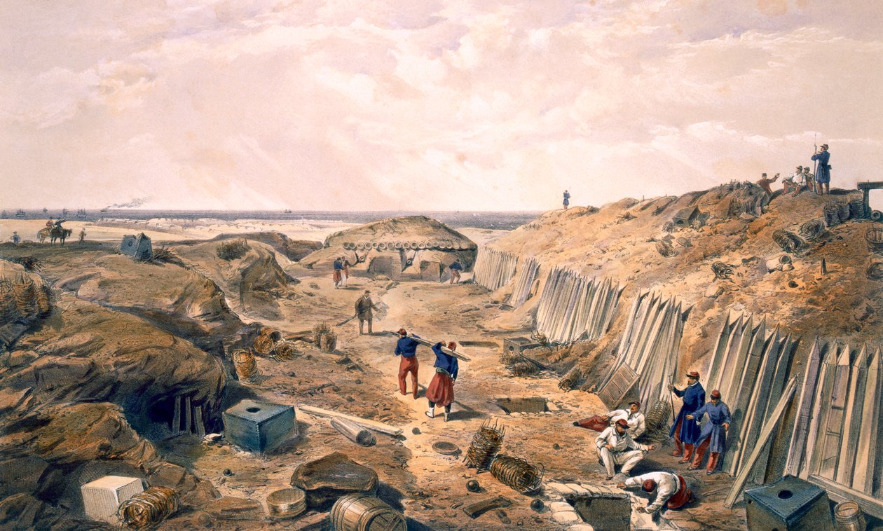A Bastion du Mat árka, tábla a "The Seat of War in the East" című könyvből, kiadó: Paul és Dominic Colnaghi és társai, 1856. alkotó: William Crimea Simpson