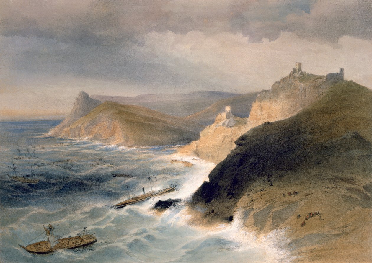 Gale Balaklava kikötőjénél, 1854. november 14., lemez a "The Seat of War East in the East"-ből, kocsma. Paul und Dominic Colnaghi és Társa, 1856 alkotó: William Crimea Simpson