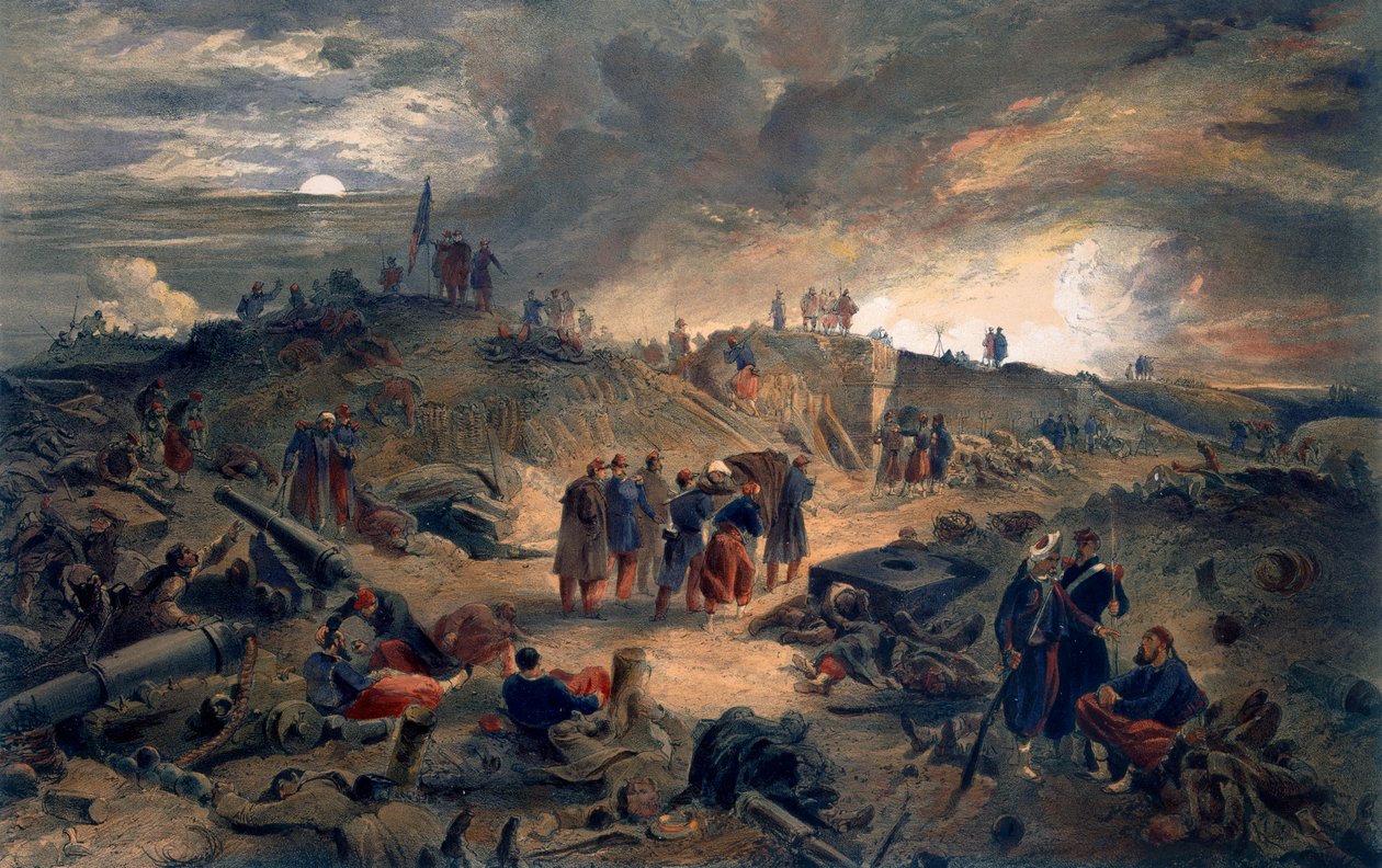 A Malakoff belseje, "The Seat of War Keleten" lemez, kocsma. Paul und Dominic Colnaghi és Társa, 1856 alkotó: William Crimea Simpson
