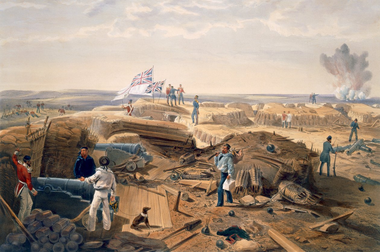 A Redan belseje, "The Seat of War in the East" lemez, kocsma. Paul und Dominic Colnaghi és Társa, 1856 alkotó: William Crimea Simpson