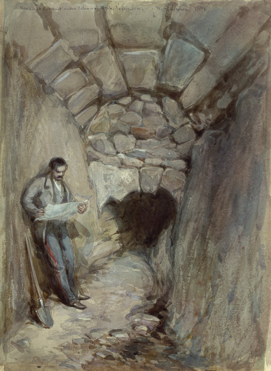 Rock Cut Conduit Under Robinsons Arch, Jeruzsálem, 1871 (wc papíron) alkotó: William Crimea Simpson