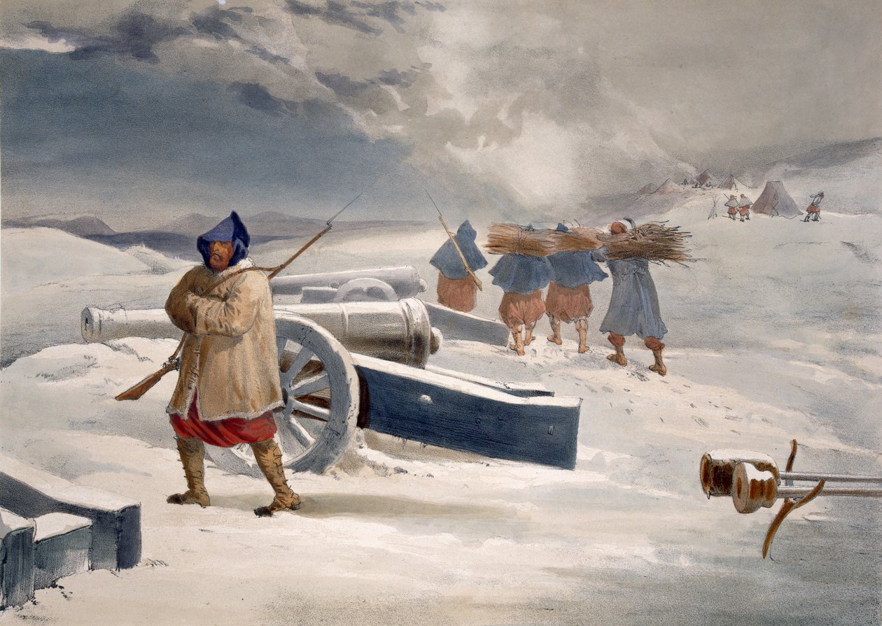 Sentinel of the Zouaves, lemez a „The Seat of War East in the East”-ből, kiadó: Colnaghi and Co., 1856 alkotó: William Crimea Simpson