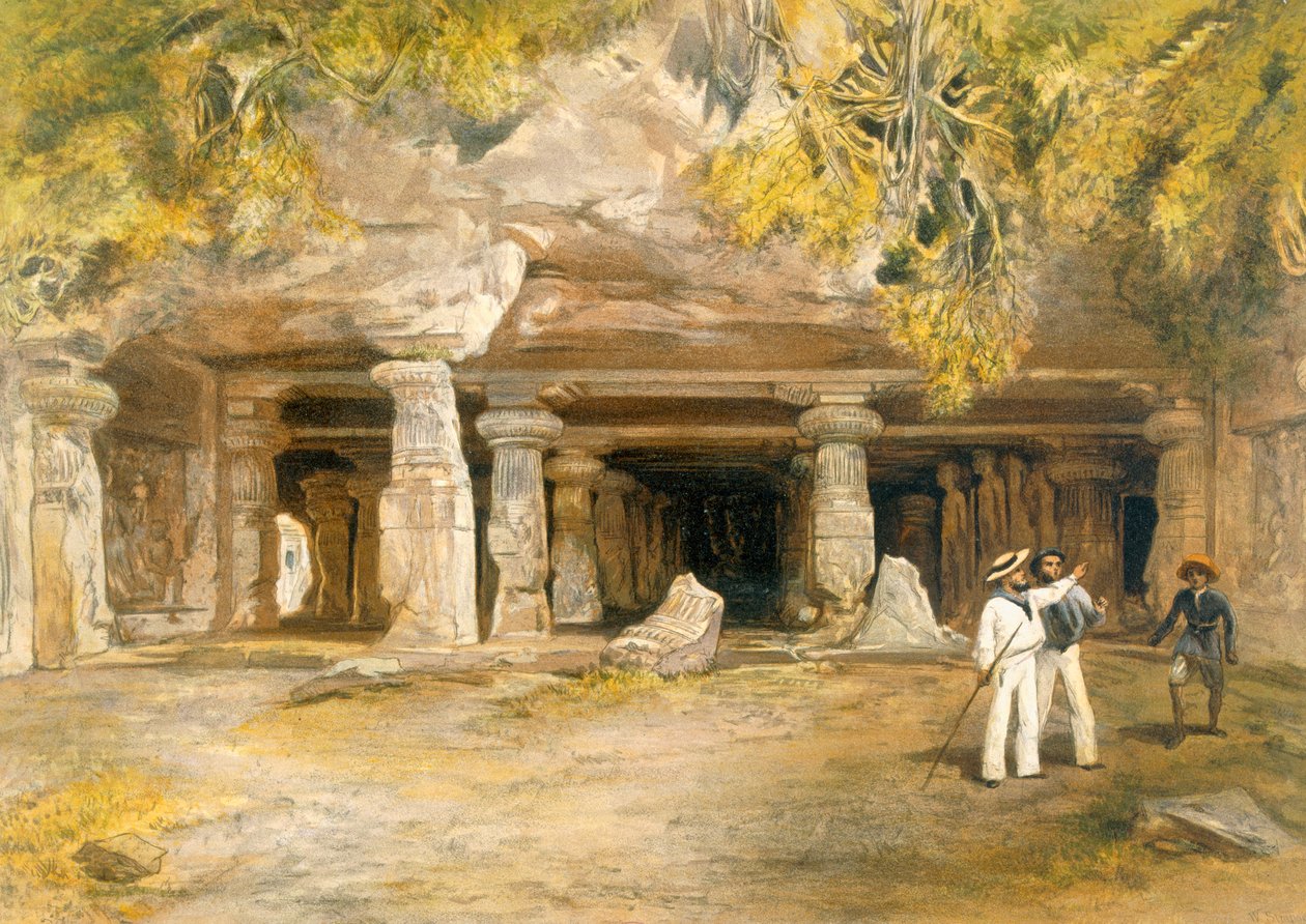 Elefánta barlangja, az „India ókori és modern”-ból, 1867 alkotó: William Crimea Simpson