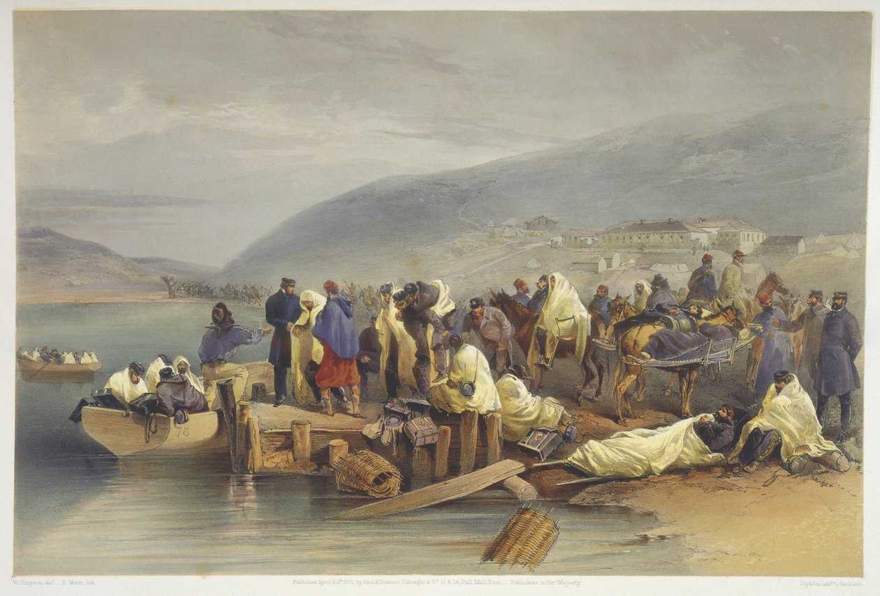 A betegek beszállása balaklavai, tábla a „The Seat of War East in the East”-ből, kiadó: Colnaghi and Co., 1856 alkotó: William Crimea Simpson