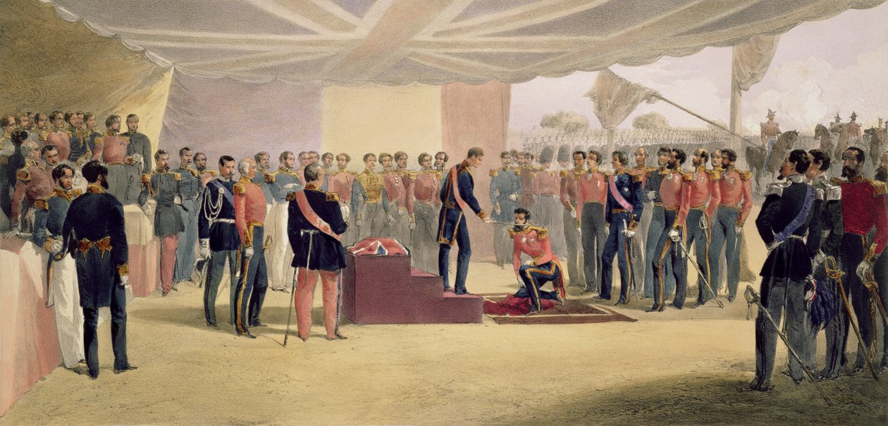 The Investiture of the Bath, lemez a "The Seat of War Keleten", kocsma. Paul und Dominic Colnaghi und Co., 1856 alkotó: William Crimea Simpson