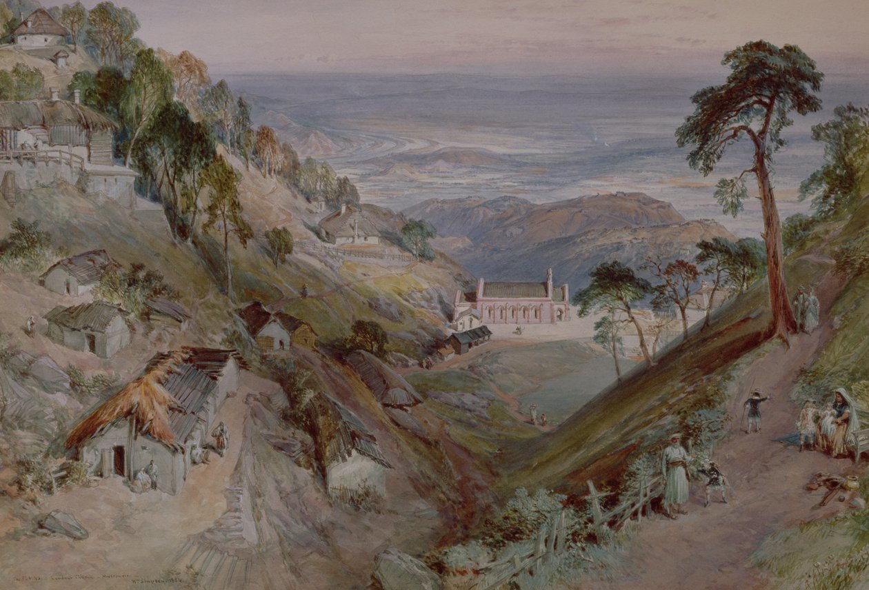 The Plains, Landour Church, Mussoorie, 1884 alkotó: William Crimea Simpson