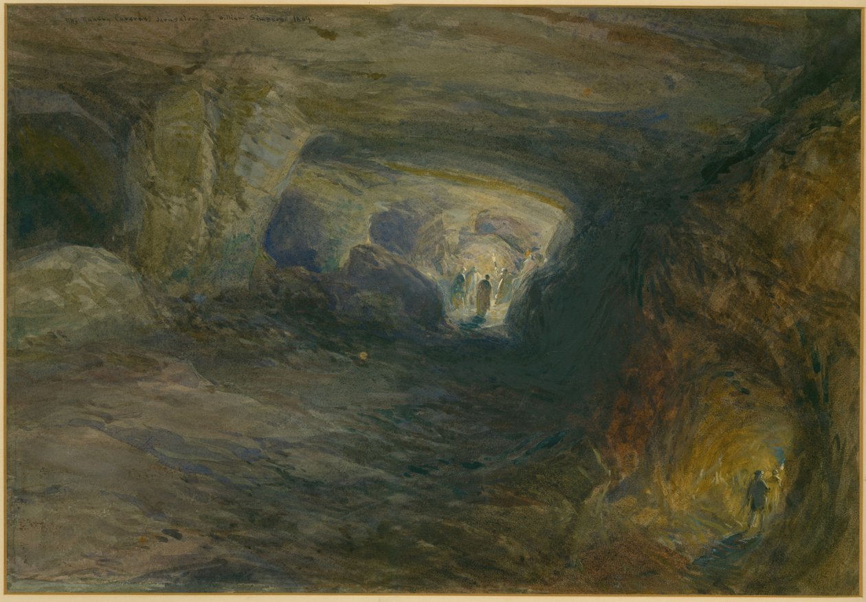 The Quarry Caverns, Jeruzsálem, 1869 (wc és ceruza papíron) alkotó: William Crimea Simpson