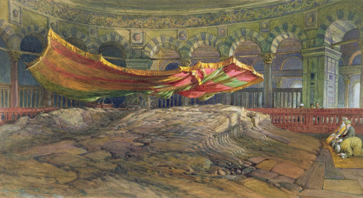 A Sakrah vagy Szent Szikla, Jeruzsálem, 1876 (wc) alkotó: William Crimea Simpson