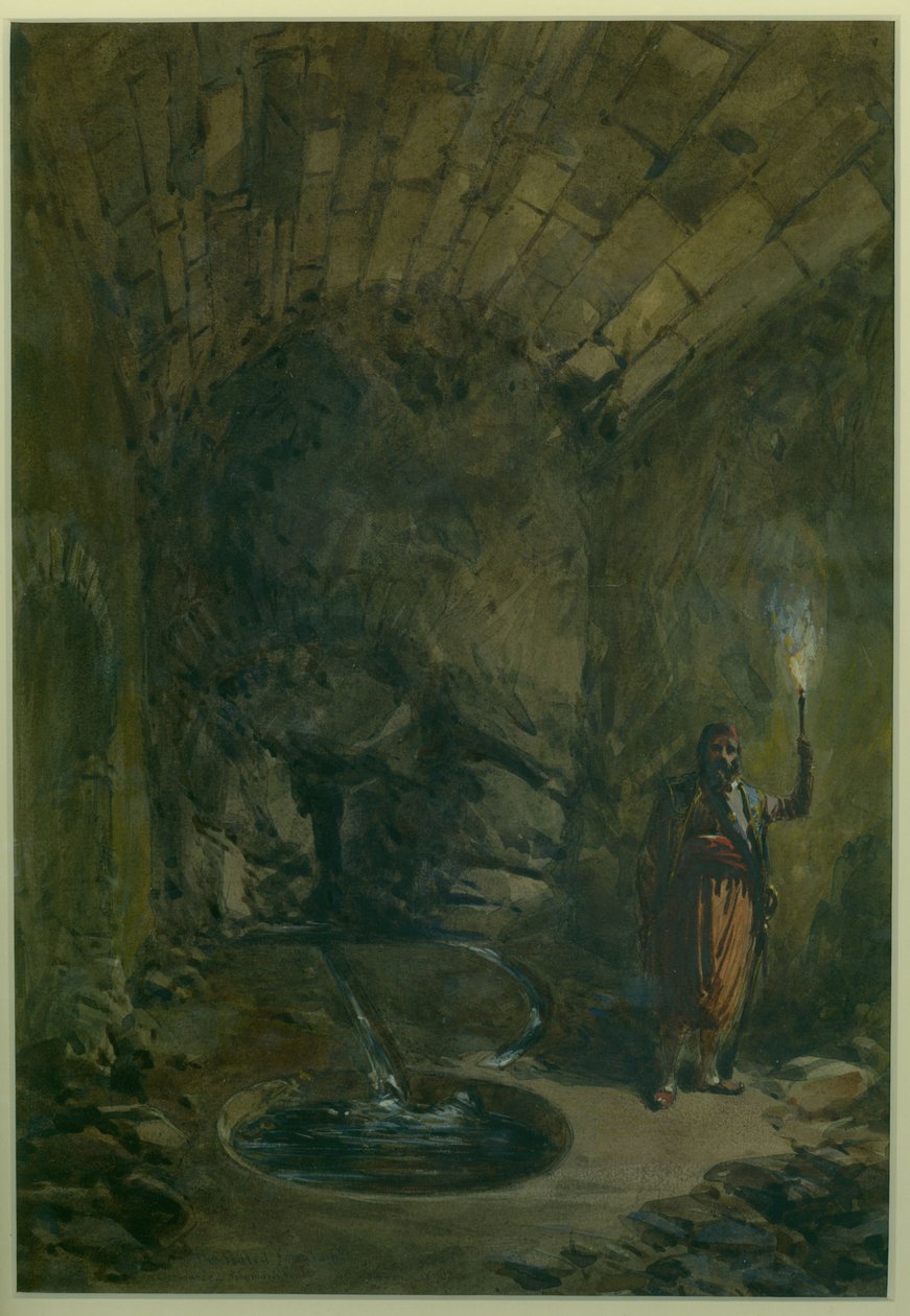 "A lezárt szökőkút" A forrás - Salamon medencéje, 1870 (wc és ceruza papíron) alkotó: William Crimea Simpson