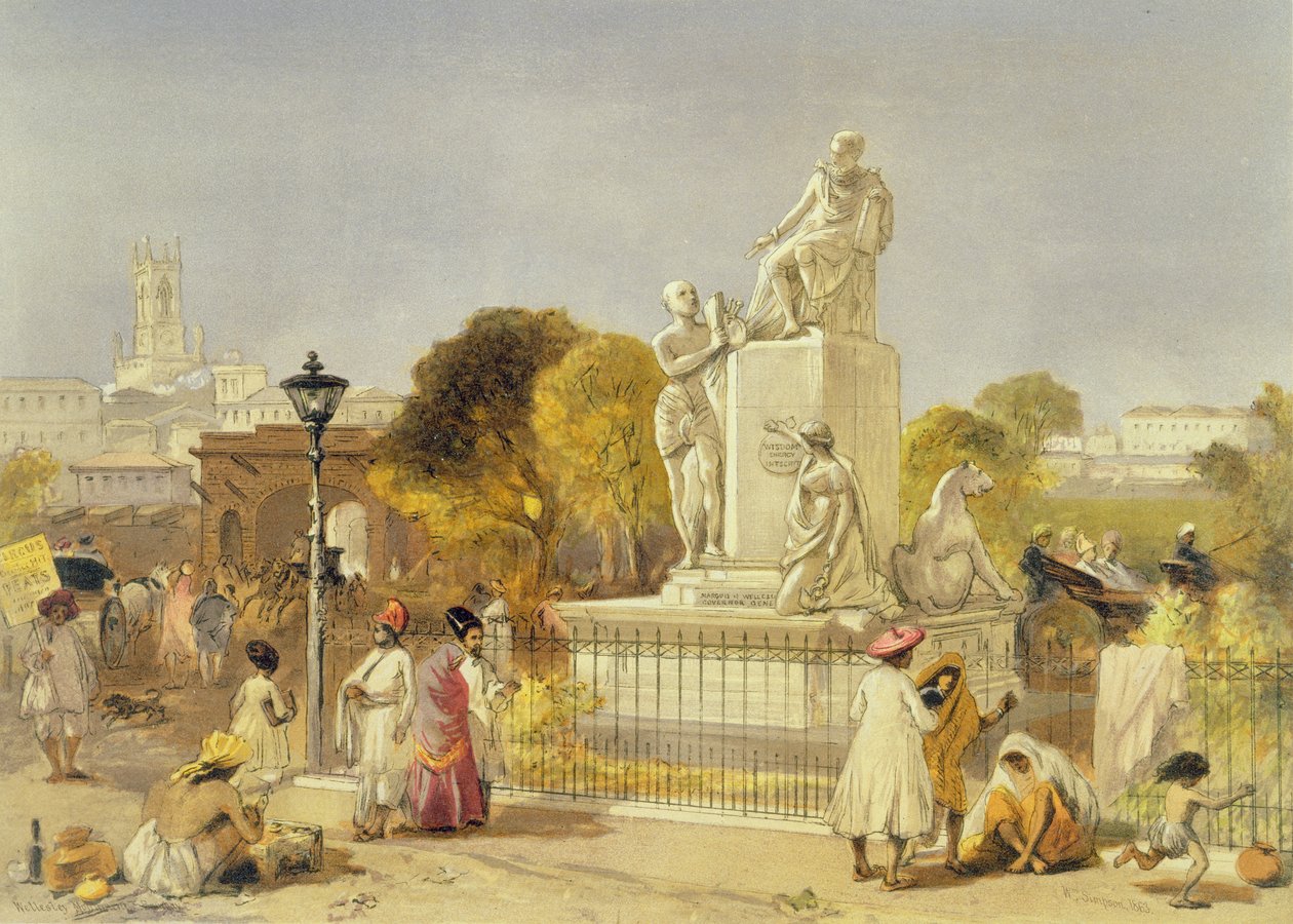 Wellesley-emlékmű, Bombay, 1863 (chromolitho) alkotó: William Crimea Simpson