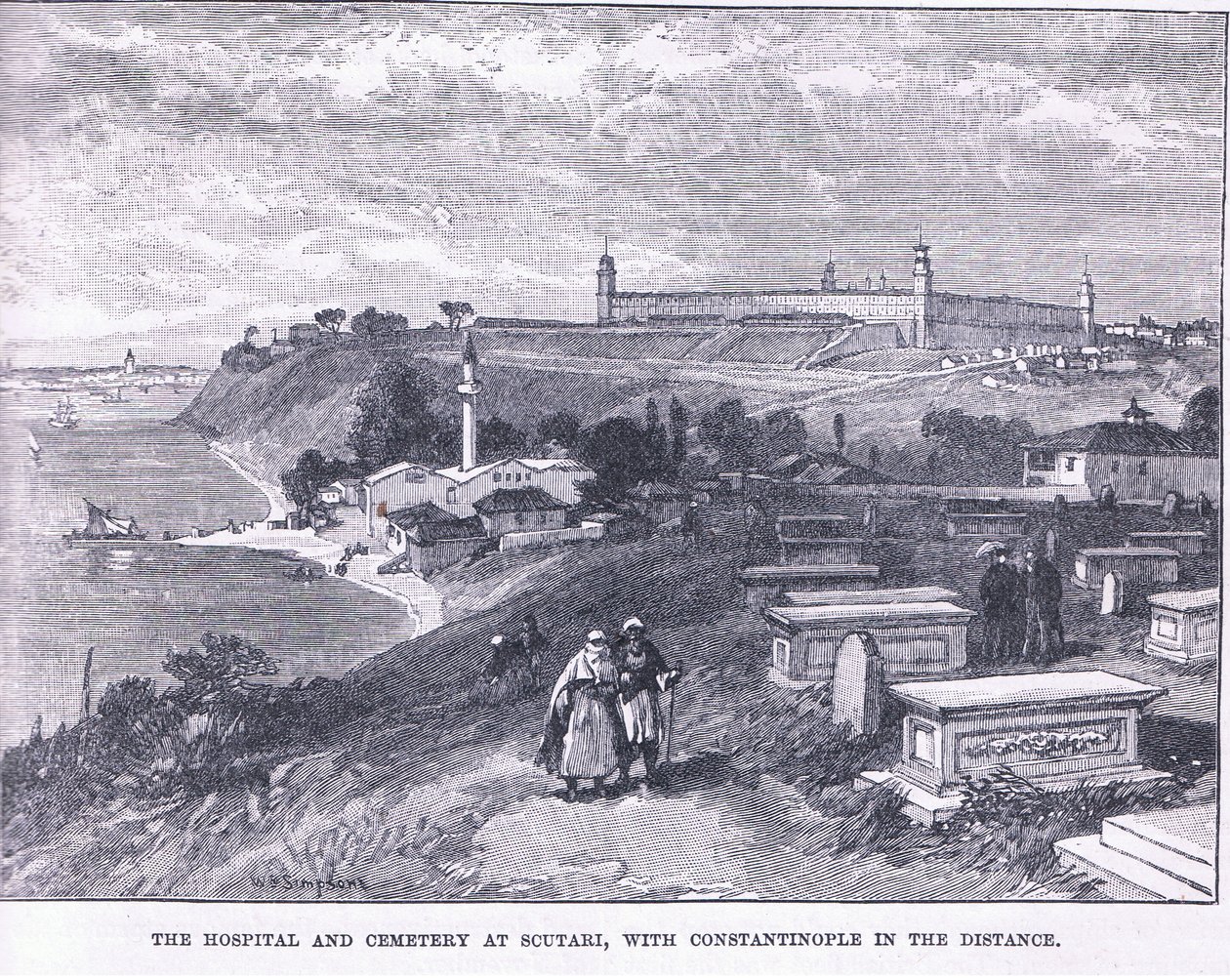 A szutari kórház és temető, a távolban Konstantinápoly alkotó: William Crimea Simpson