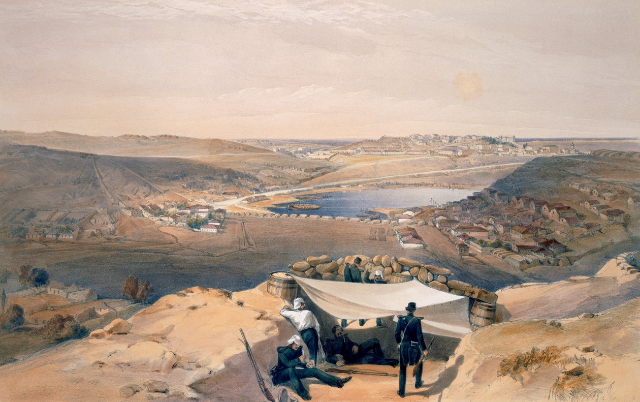 Town Batteries, vagy Sebastopol belső erődítményei, lemez a "The Seat of War Keleten", kocsma. Paul und Dominic Colnaghi és Társa, 1856 alkotó: William Crimea Simpson