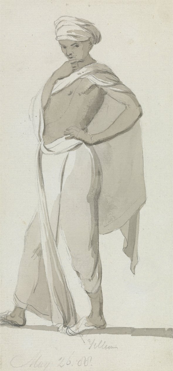 Egy fiatal indián, 1788 körül (papíron grafitos mosás) alkotó: William Daniell