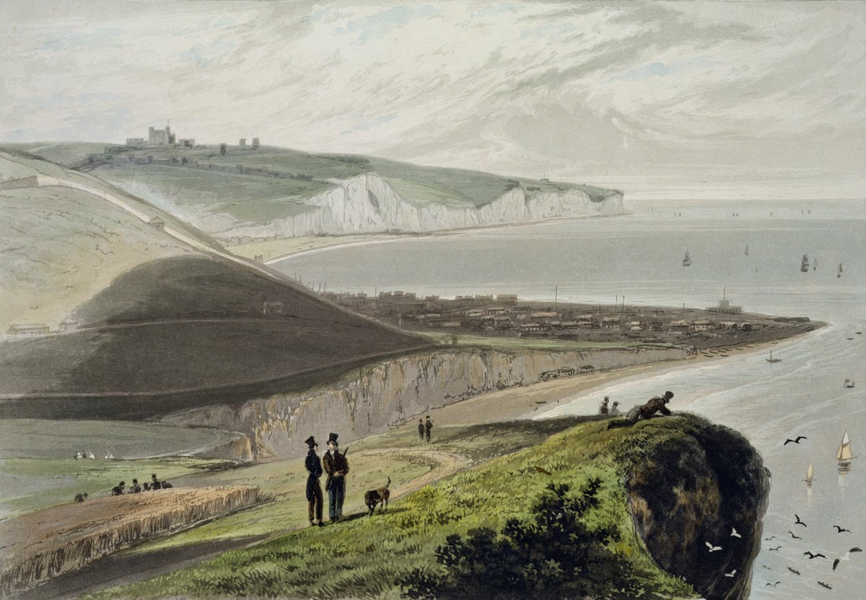Dover, Shakespeare sziklájáról, az 1829-ben kiadott "Egy utazás Nagy-Britannia körül az 1814 és 1825 közötti években" című könyvből. alkotó: William Daniell