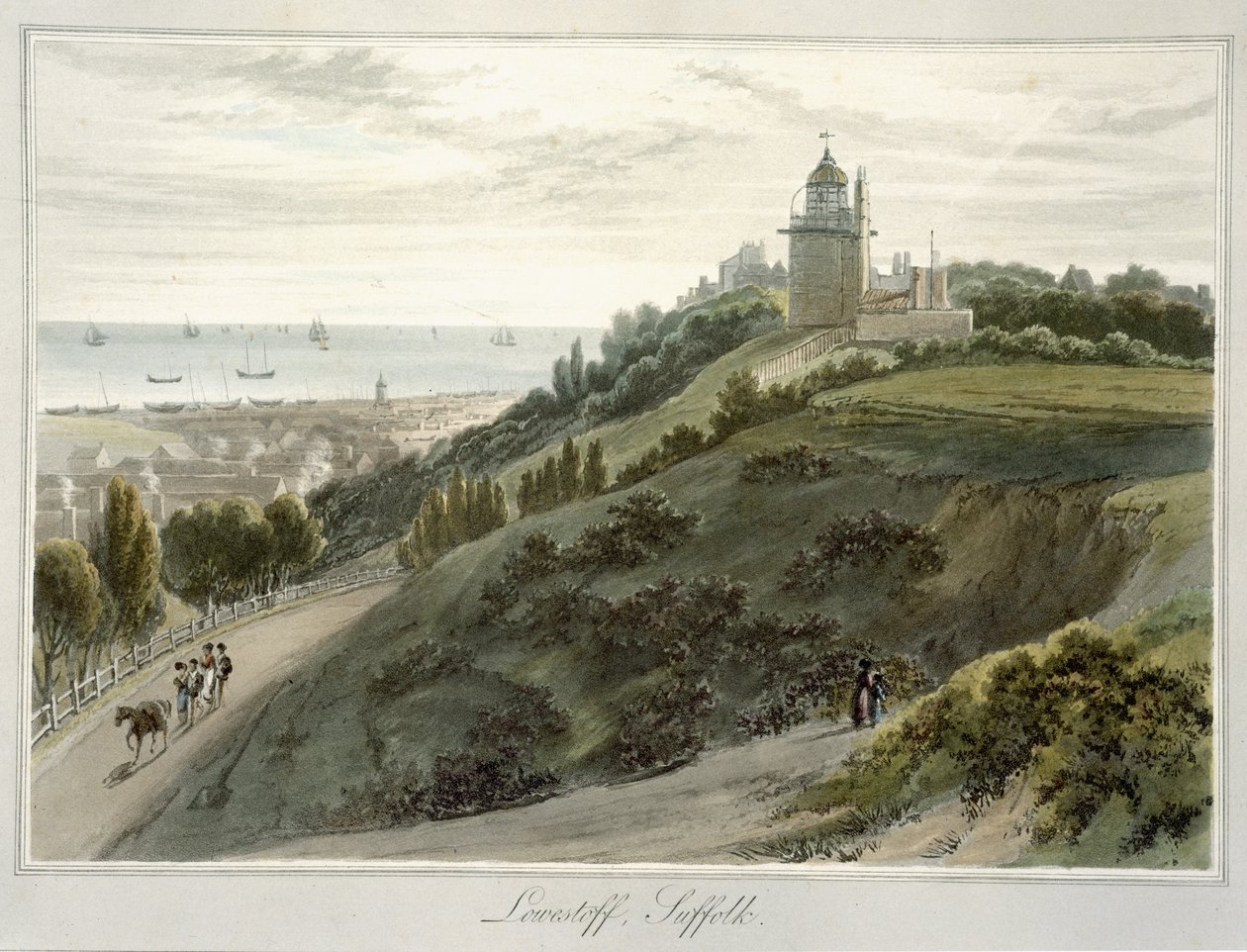 Lowestoft, Suffolk, „A Voyage Around Britain Undertaken between the Years 1814 and 1825” című filmből (akvatinta) alkotó: William Daniell