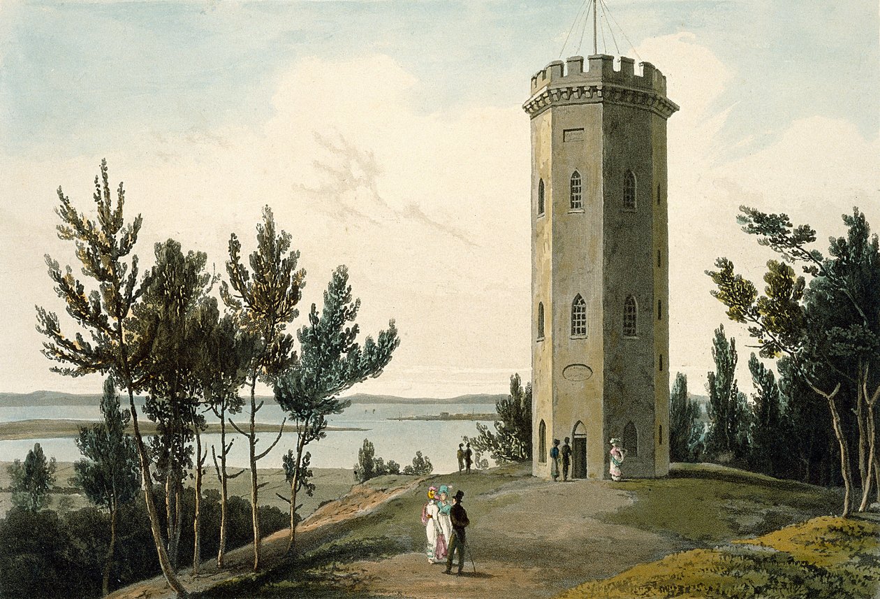 Nelson-torony, Forres, az „A Voyage Around Great Britain Undertaken between the Years 1814 and 1825” című könyvéből, 1821-ben jelent meg alkotó: William Daniell