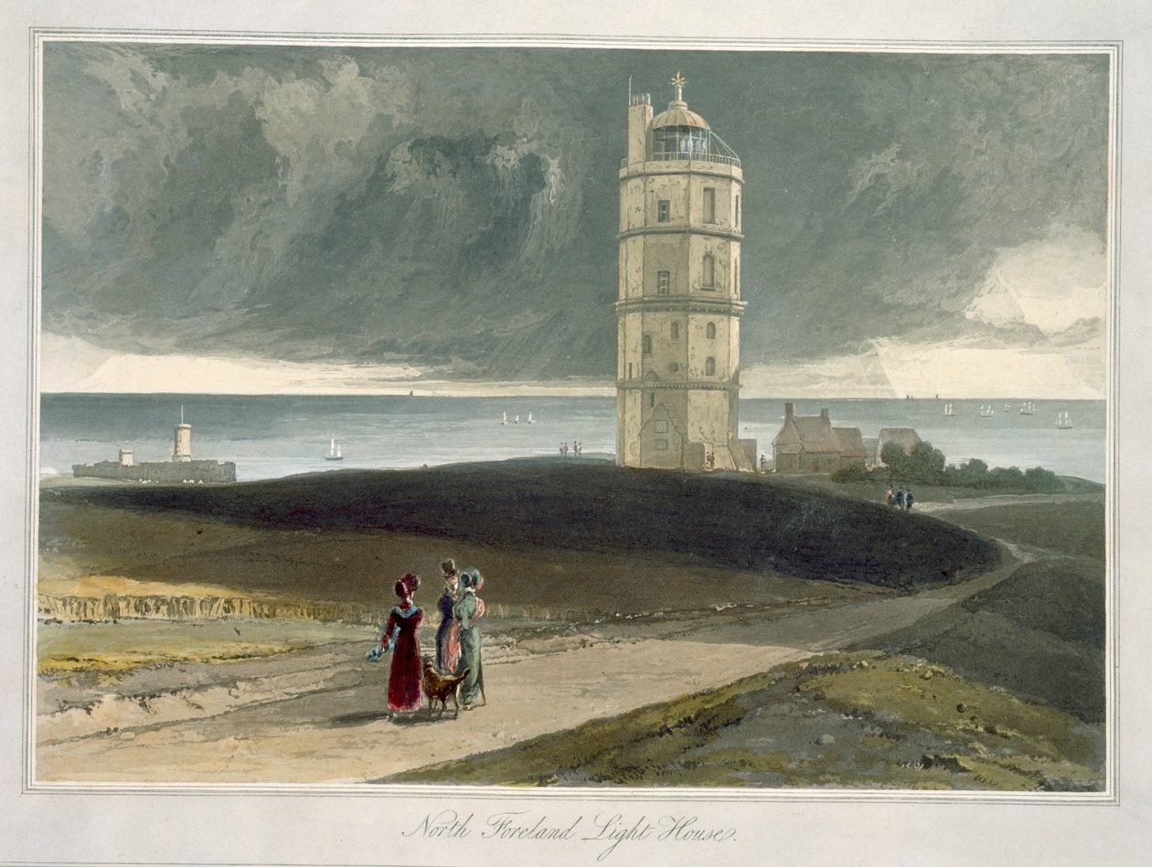 North Foreland világítótorony, az 1829-ben kiadott "Egy Nagy-Britannia körüli utazás 1814 és 1825 között" című könyvből. alkotó: William Daniell