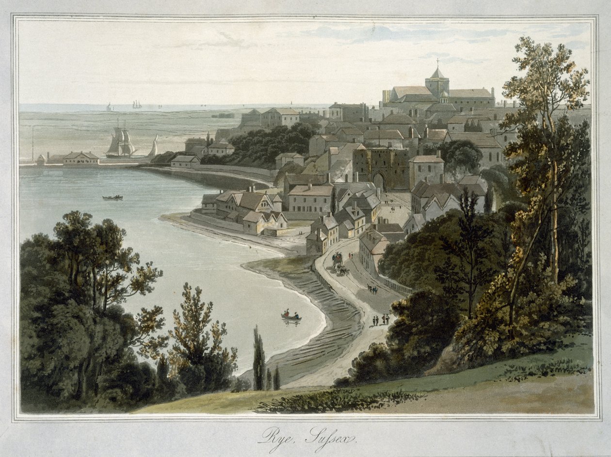 Rye, East Sussex, "A Voyage Around Great Britain Undertaken between the Years 1814 and 1825" (1823-ban megjelent) alkotó: William Daniell