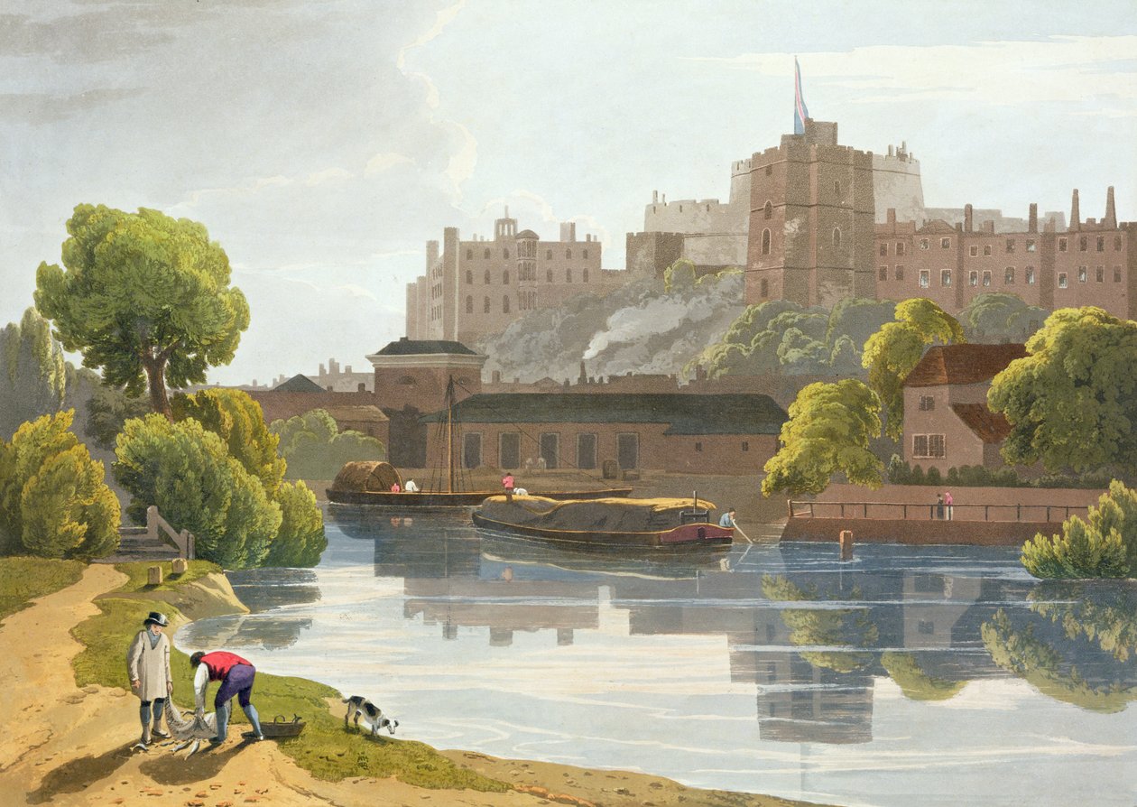 Windsori kastély, Windsor, Eton és Virginia Water nézeteit bemutató összeállításból, 1827-30 alkotó: William Daniell