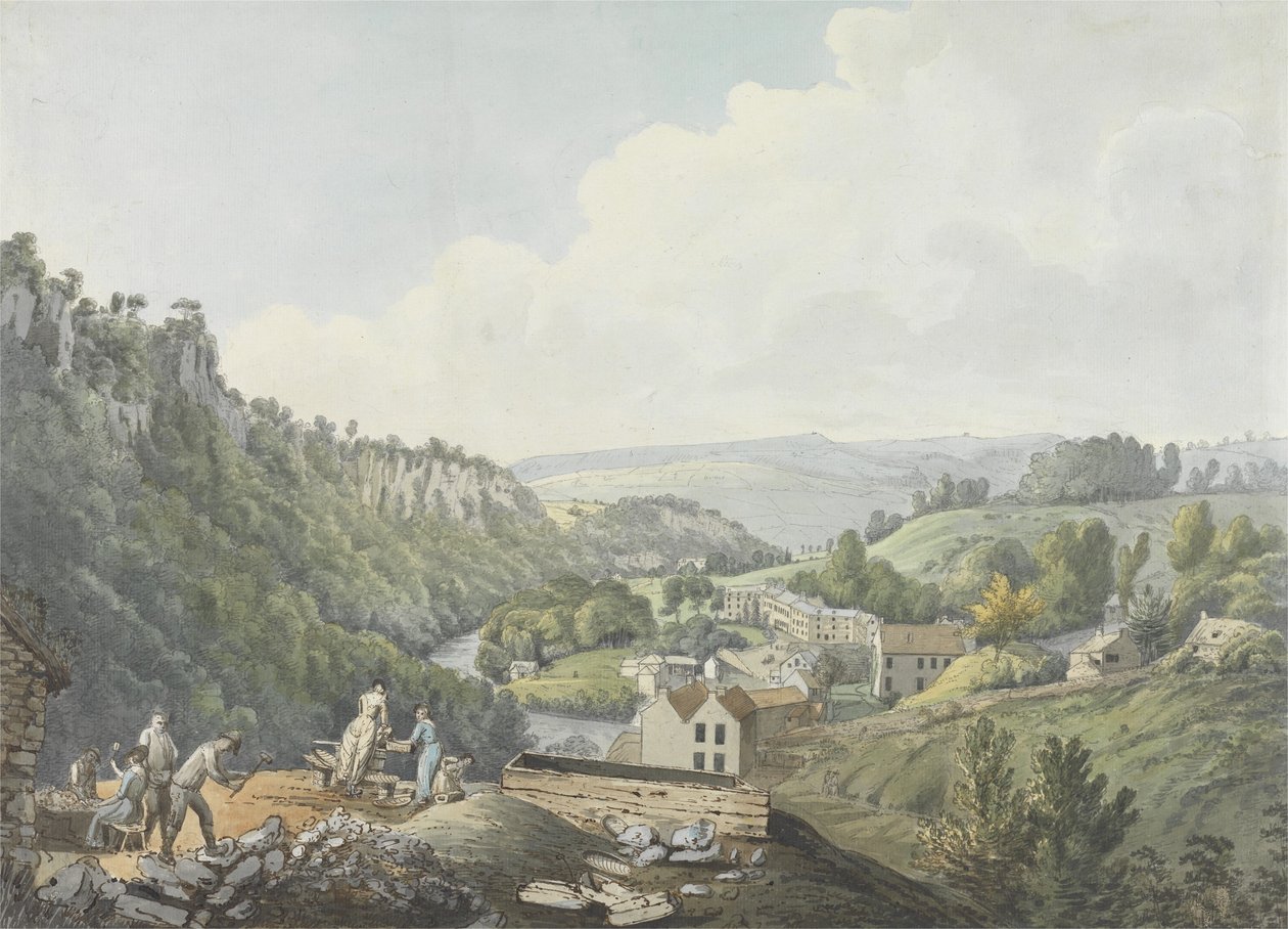 Matlock Baths, Derbyshire, 1789 körül (wc, toll és barna tinta, grafit és mosás fektetett papíron) alkotó: William Day