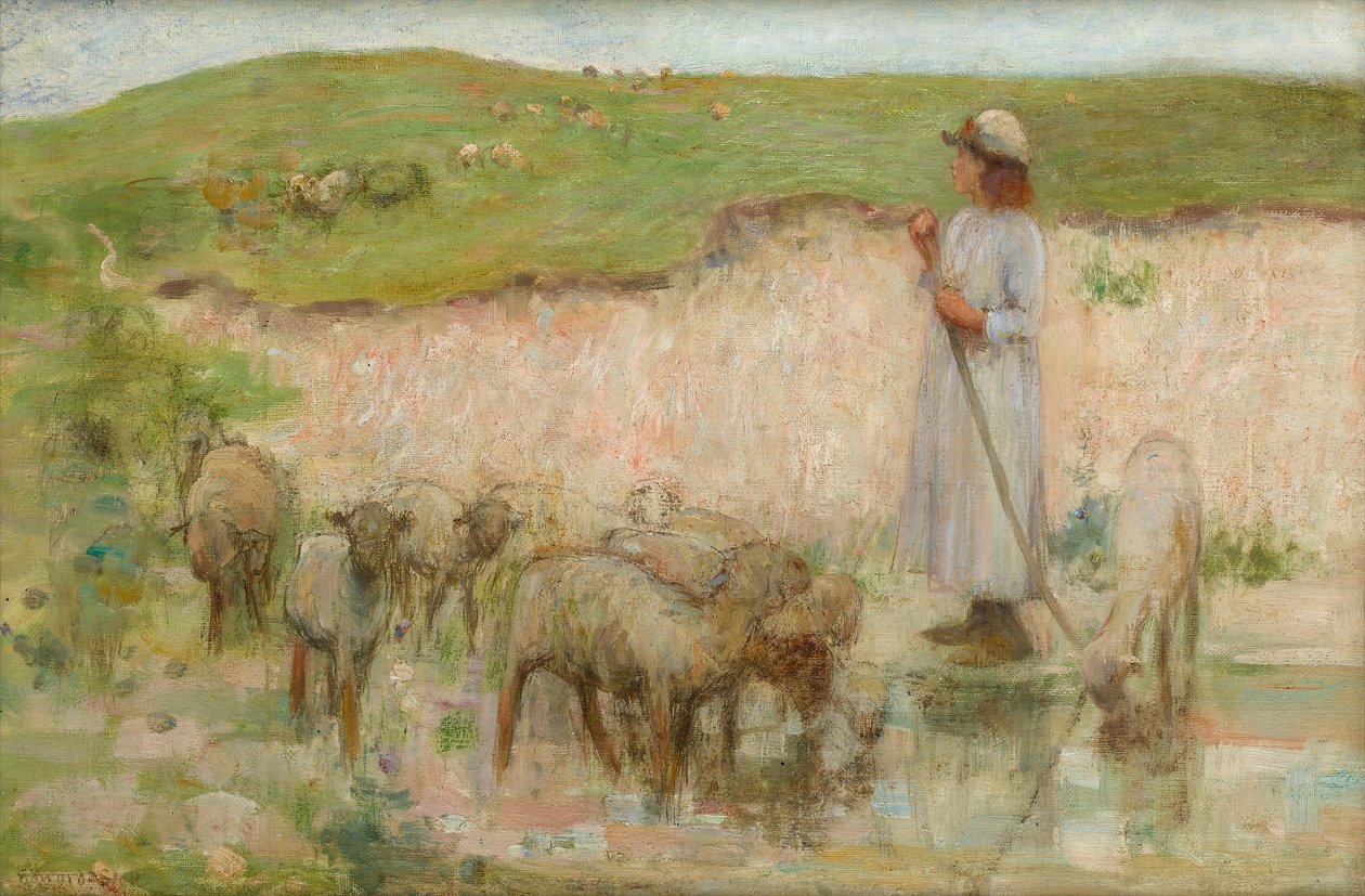 Tanulmány Sheep Pool számára a South Downsról alkotó: William Edward Stott