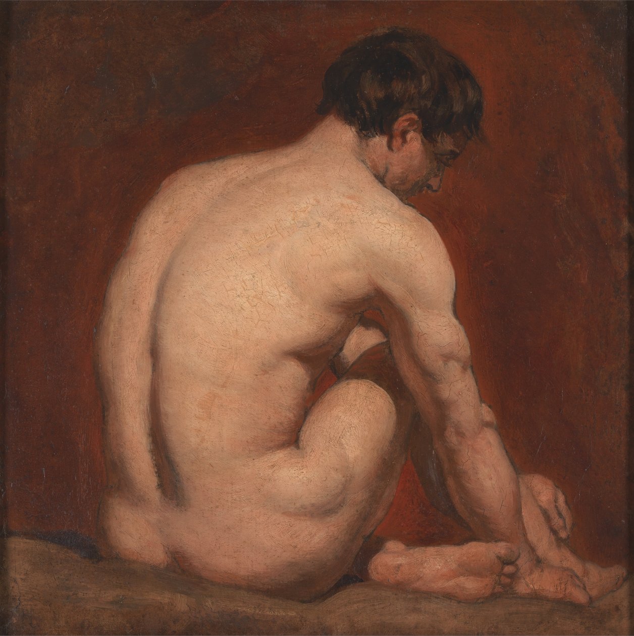 Férfi meztelen, térdelő, hátulról alkotó: William Etty
