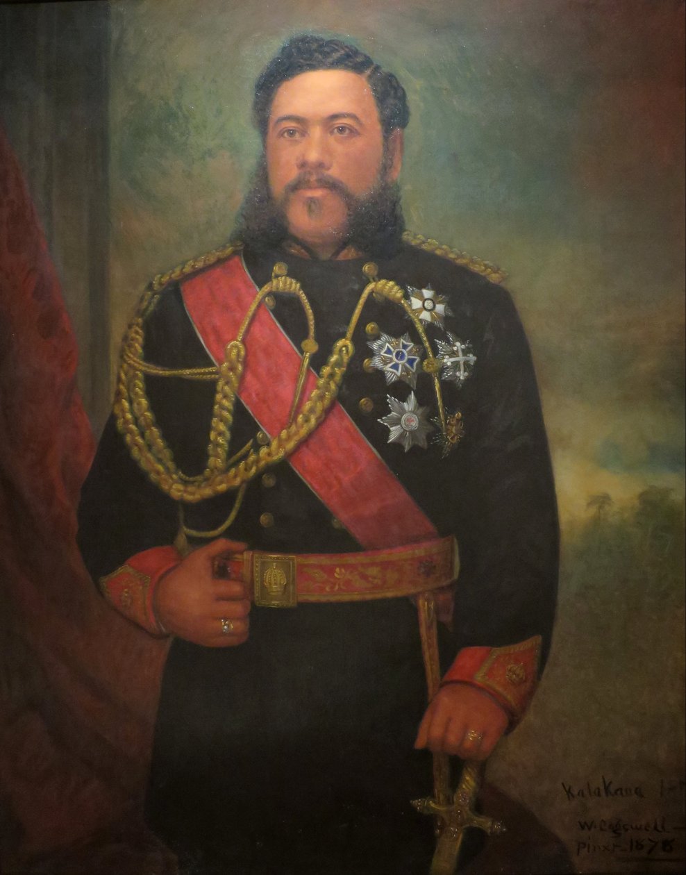 Kalakaua király arcképe alkotó: William F. Cogswell